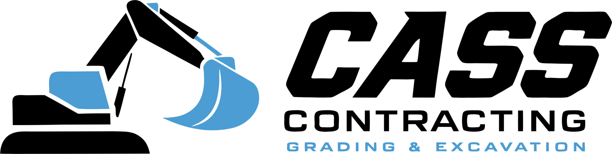 The Cass Contracting logo with the excavator beside the name.